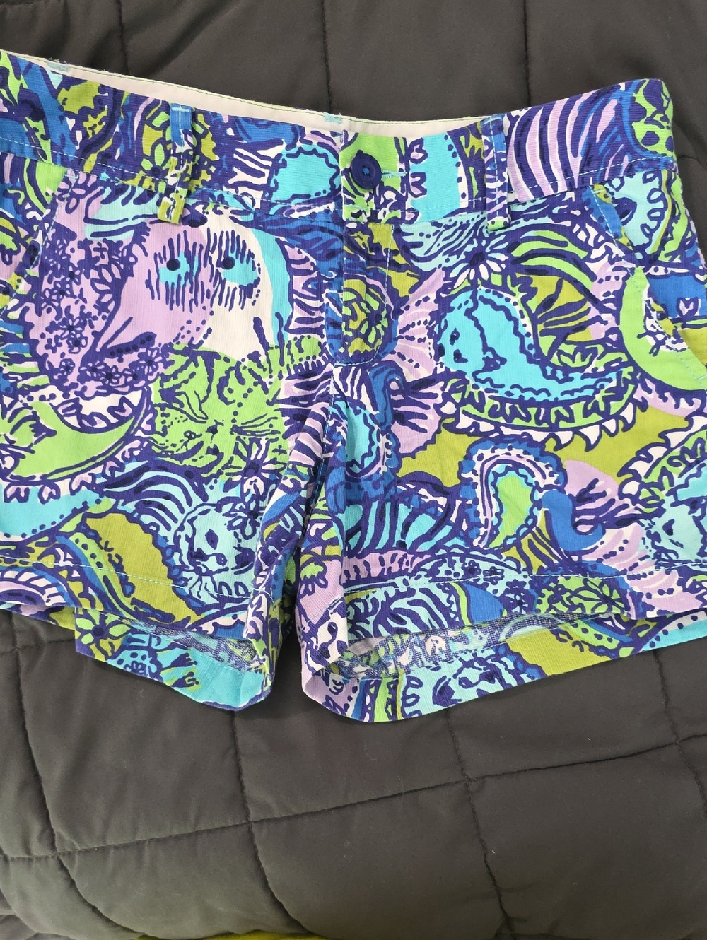 Lilly Pulitzer Multicolor Patterned Shorts in Purple, Blue & Green